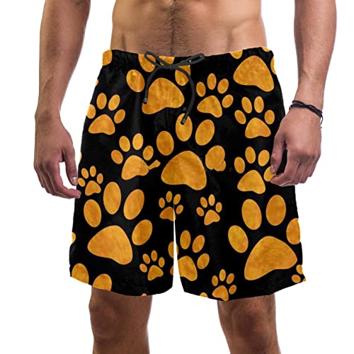 Short de plage hommes JDEZ léger et extensible avec imprimé patte de chien original