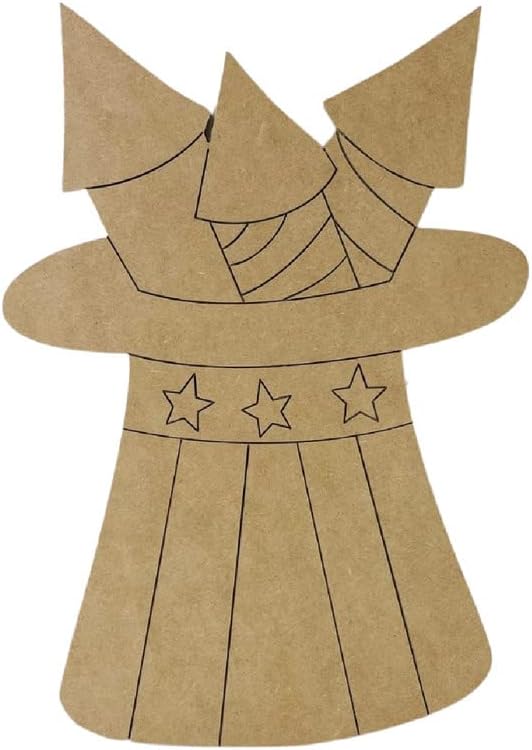 Hat with Fireworks, Engraved Shape MDF Wooden Craft, Unfinished Craft, DIY Craft Art