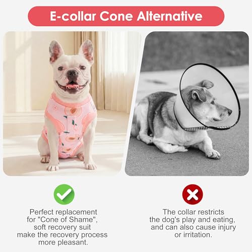 Image of cyeollo Dog Surgery Recovery Suit, Soft Dog Onesie, E-Collar & Cone Alternative, Spay Neuter Suit for Male Female Dogs, Anti-Licking Wound Surgical Clothes, Comfy Body Suit for Small Dogs, Peach S