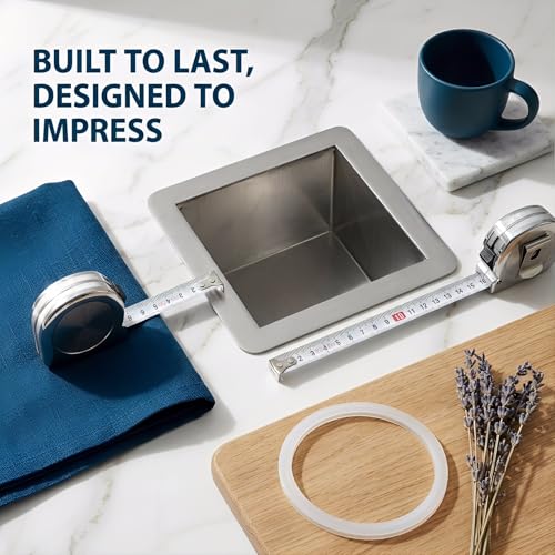 Image of STOBAZA 6.3 Inch Square Drop-in Trash Chute, 304 Stainless Steel Built-in Countertop Trash Can Grommet for Kitchen Waste Bin, Rustproof & Easy-Clean Insert for Seamless Cabinet Design