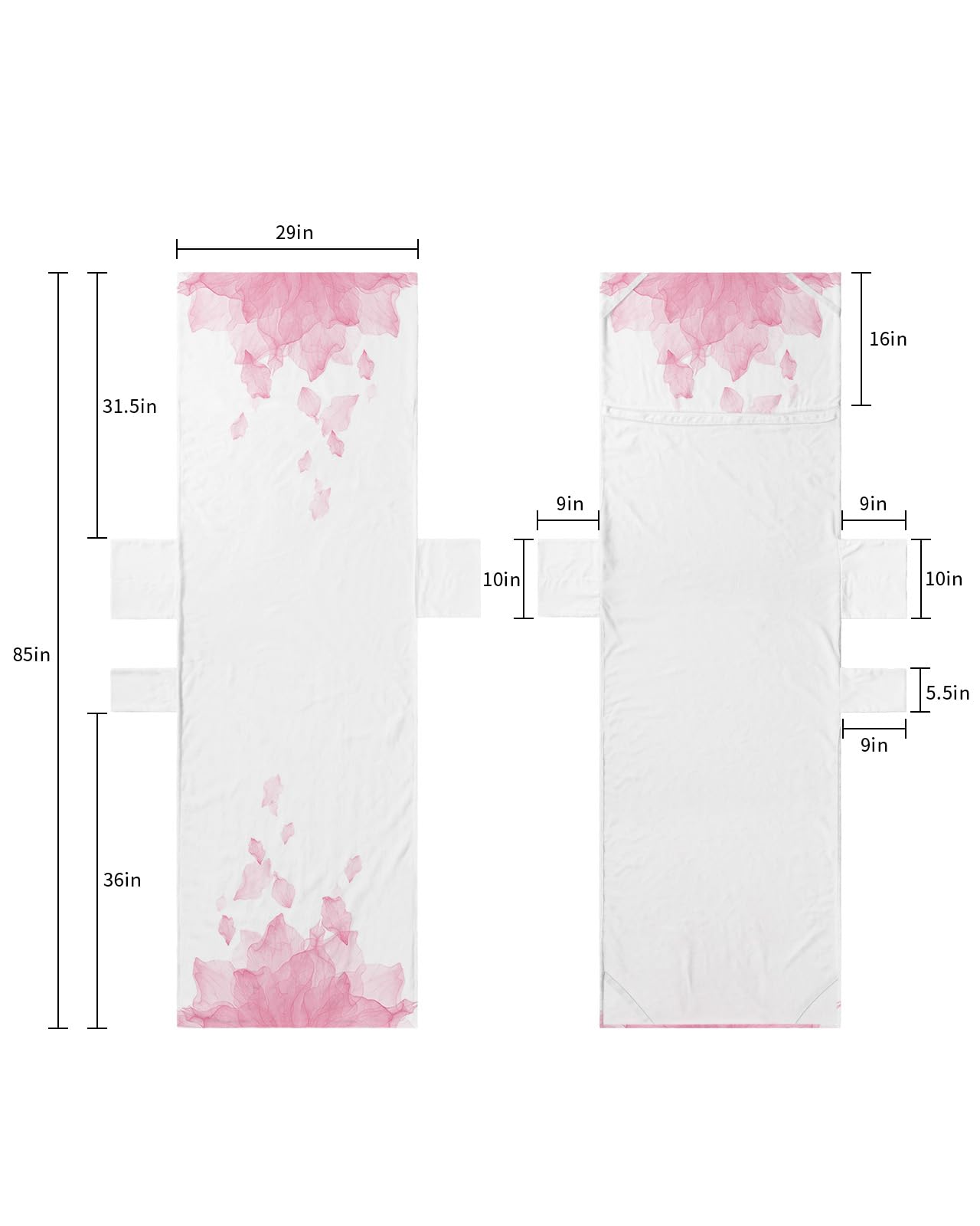 Pink Ombre Beach Lounge Chair Towel Cover, Soft Chaise Lounge Towel with Side Pockets Patio Pool Chairs Cover for Beach/Pool Sunbathing 29x85 Watercolor Pink Floral Modern Abstract Art