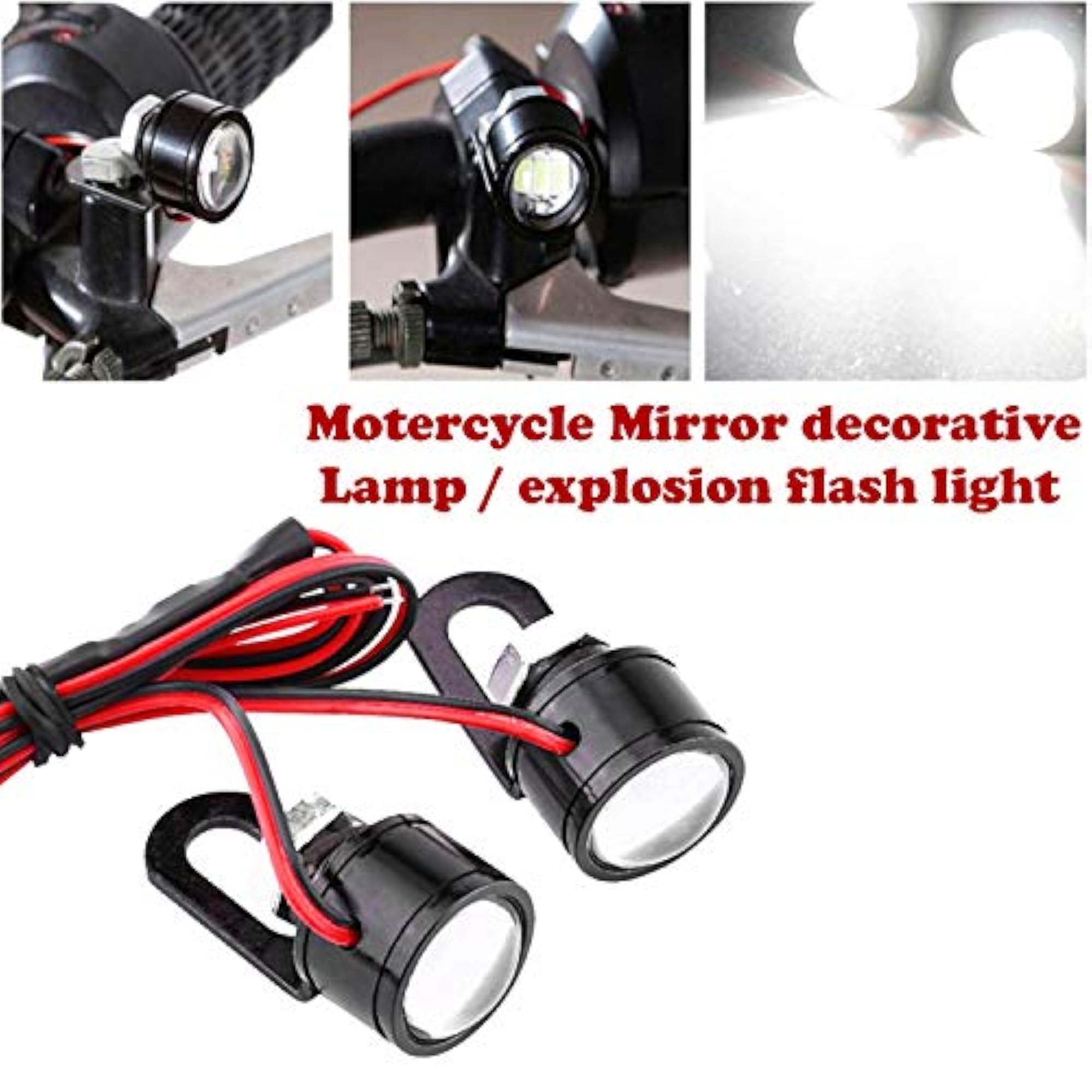 2Pcs Blue-Red Eagle Eye LED Strobe Light Lamp