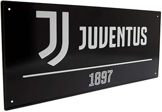 JUVENTUS FC Black Metal Street Sign, One Size, Modern, Black, Rectangular, Wall Mount