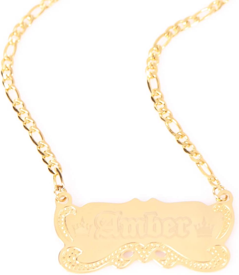 Tina&Co14k Gold Plate Personalized Name Necklace Custom Made Any Name for women Personalzied Chain Necklace with Gold Plated Stainless Steel for men Gold-18"