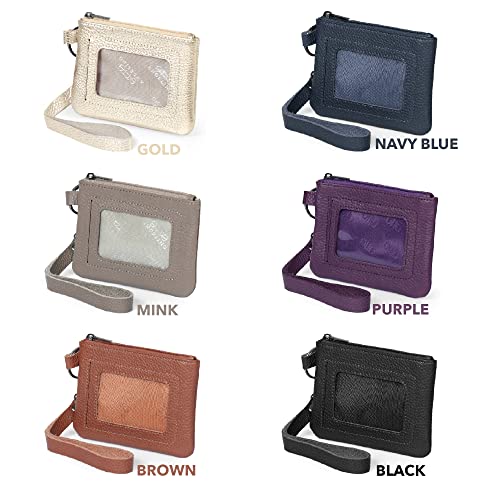 Genuine Leather Zippered ID Wallet with Wrist Strap Card Holder – Unisex4