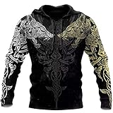 BBYaki Geri y Freki Viking Tatuaje Lobo Hombres Sudadera Capucha Impresión 3D Odin Fenrir Lobo...