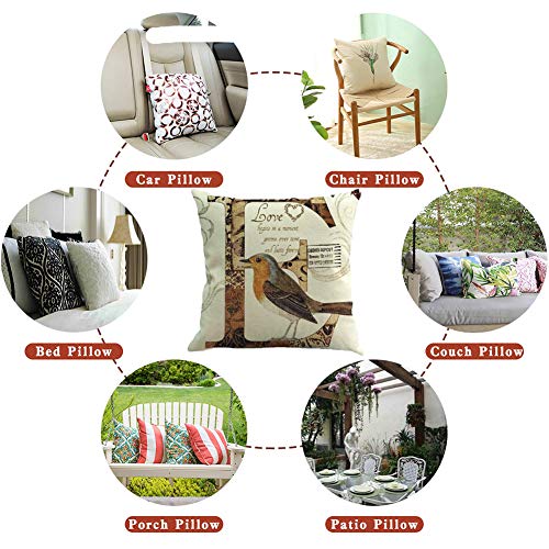 Qishop Throw Pillow Covers Set Of 4, Summer Decorative Couch Cotton Linenpillow Cases Square Cushion Covers For Living Room, Bed, Sofa And Car (Love,18X18 Inch) #TOP6
