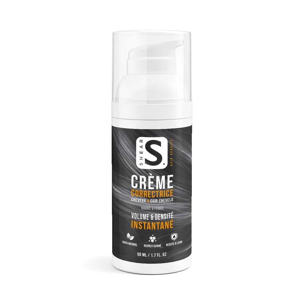 Shear Crème Correcteur de Calvitie 50 ml – Camoufle Capillaire Zones Clairsemées & Raies Visibles – Rendu Naturel, Fini Professionnel