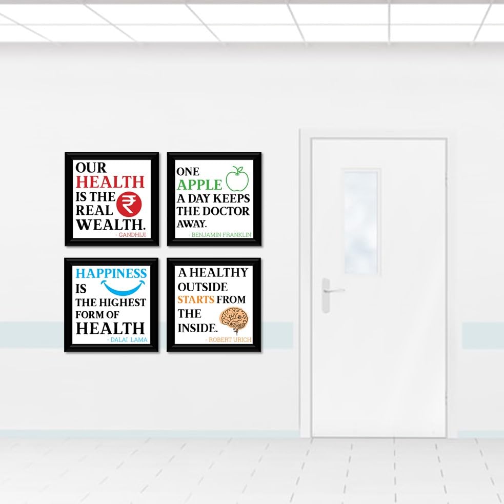 Image of JABSY Doctor Hospital Health Facts Medical Physiotherapy Dentist Wall Decor Poster Framed Gift (7 Inch Square Frame - Set of 4) (Hospital S023)