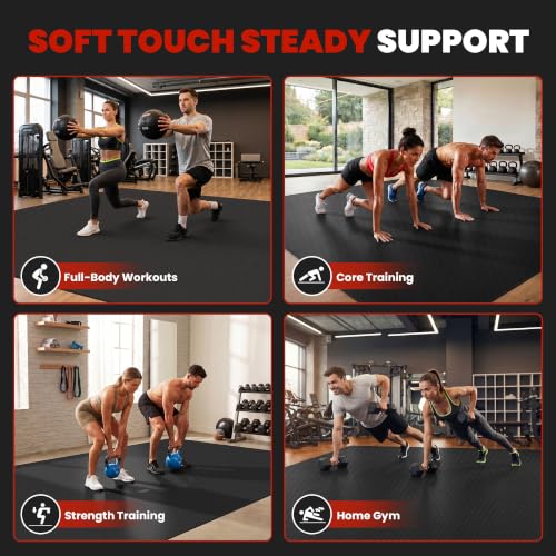 Image of THAILE Large Exercise Mat, 7'x5' /6'x4' /8'x6' /10'x6', 8mm PVC Workout Mat