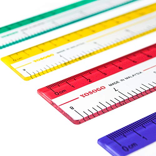 8 Inch Rulers | 20 Cm Rulers | Transparent Plastic Ruler | Pack Of 12 Of Premium Quality Rulers | Yellow, Green, Red And Blue #TOP1