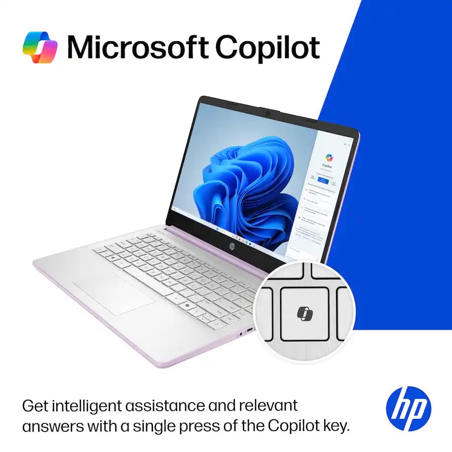 Image of HP 14 inch Laptop Computer, Intel N150 Processor, 4GB RAM, 128GB UFS, Windows 11 with Microsoft Office 365, Intel Graphics, Honey Lavender
