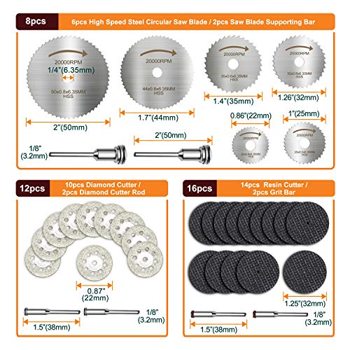 Cutting Wheel Set For Rotary Tool 36Pcs High Speed Steel Circular Saw Blade,Toolman Set Includes: 10Pc Diamond Cutte, Compatible With Dewalt, Makita, Ryob,And Skill Bosch. #TOP1