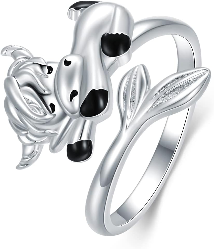 JUSTKIDSTOY Panda/Koala Ring 925 Sterling Silver Cute Animal Ring Adjustable Open Ring Panda Jewelry Gift for Women Girls