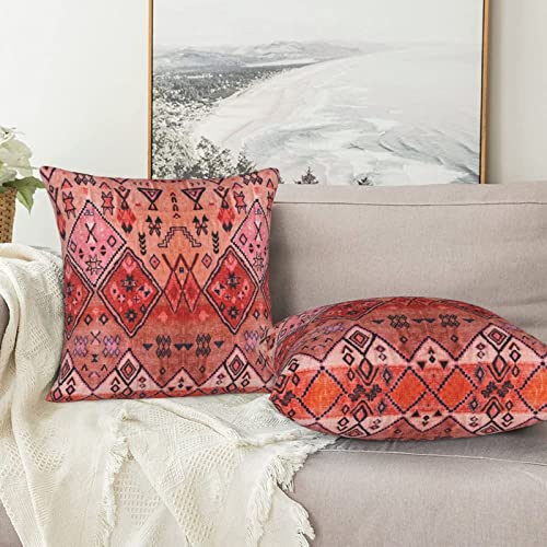 Set Of 2 Throw Pillow Cover Boho Farmhouse Oriental Traditional Moroccan Style Throw Pillow Case Soft Velvet Decorative Home Decor Living Room Cushion Case For Bed Couch Car 18X18 Inch #TOP6