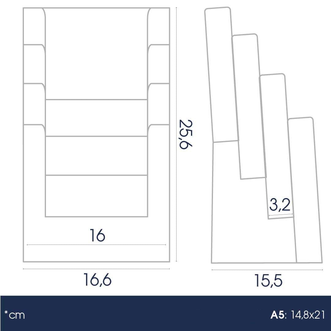 Danieli | Espositore Porta Depliant 4 posti A5 da Tavolo in Acrilico Trasparente - Espositore Brochure da tavolo - Espositore da banco Porta Volantini, Cartoline e Biglietti (5)