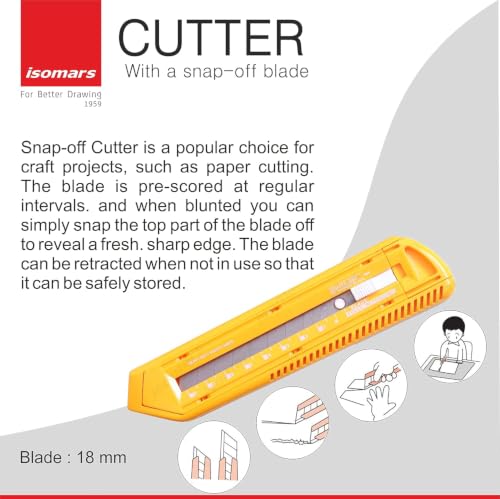 Image of Isomars A2 Self-Healing Cutting Mat with 18mm Snap-Off Cutter | Large Non-Slip Craft Cutting Board 600 x 450 mm | Heavy-Duty Utility Knife for Art, Craft, Quilting, Model Making & DIY Projects