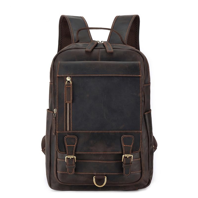 Sac à dos vintage en cuir véritable café : l'élégance intemporelle pour votre ordinateur