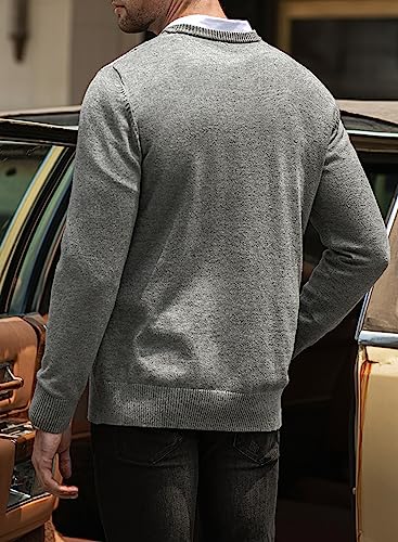 JMIERR Mens Sweaters Casual V Neck Ribbed Knit Slim Fit Long Sleeve Argyle Pullover4