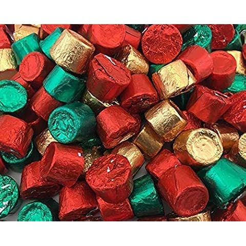 Rolo Chocolate Caramel Candy, Christmas Baking Supplies, Red, Green and Gold Foils, 4 Pounds Cover