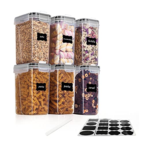 Conteneurs de stockage de céréales, lot de 6 boîtes de rangement en plastique de 2,5 l avec couvercle distributeur de céréales durable pour le stockage et l'organisation de la cuisine Cover