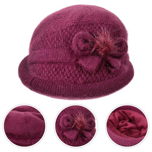 Gorro de lana térmico para mujer informal de abrigo de punto para invierno 6