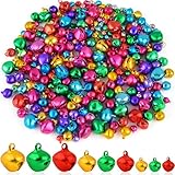 NEBURORA 300 Pcs Colorful Jingle Bells 6 Colors Mixed Christmas Craft Bells for DIY Christmas Home Pet Ornaments Party Decoration Supplies 0.24 Inch 0.39 Inch 0.55 Inch