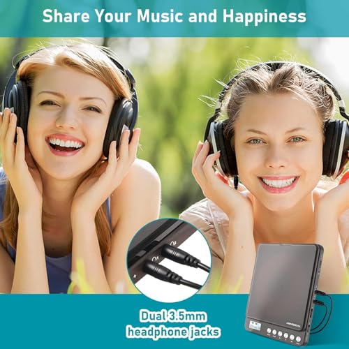 image for CD Player Portable, MONODEAL Portable Rechargeable Player with Dual He