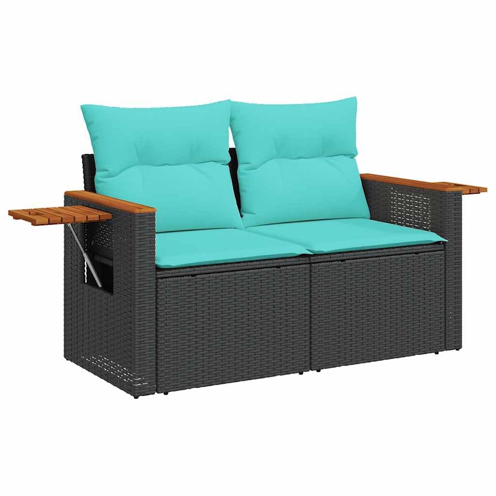 Fengshui 6-częściowy zestaw sofa ogrodowa z taboretem Poly Rattan czarny