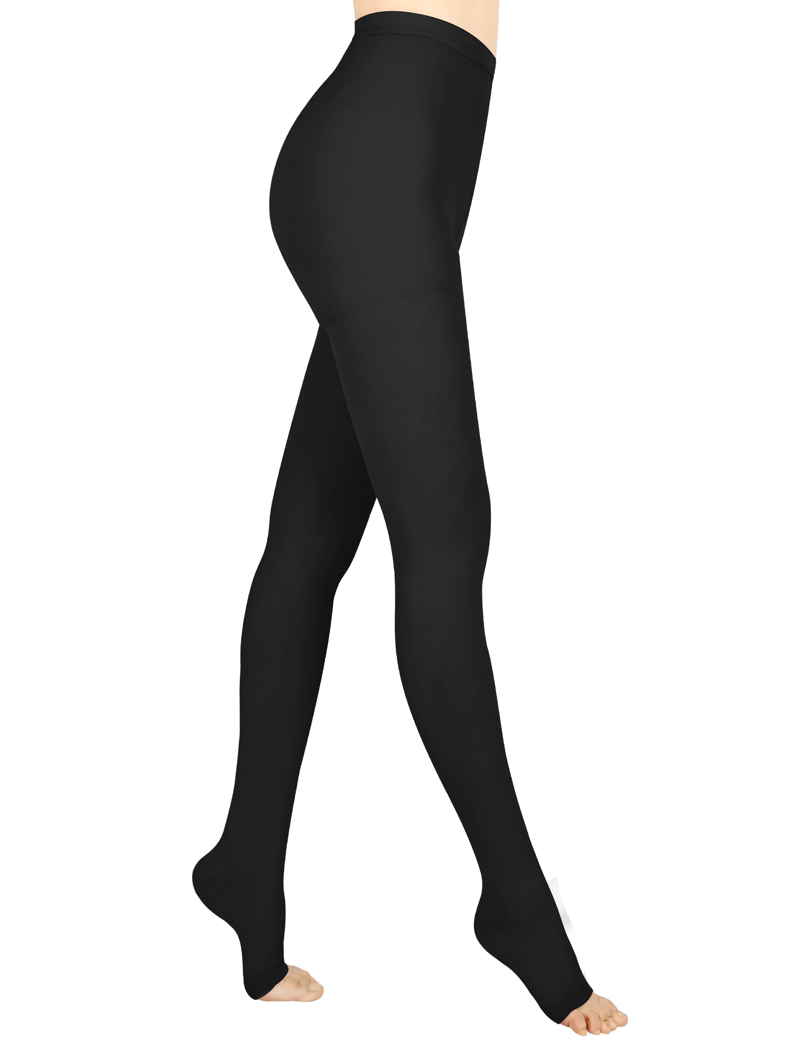 Collants de compression médicaux pour homme et femme - Longueur : 15-20 mmHg - Classe I - Bas de compression gradués - Bout ouvert - Pour la grossesse, les varices, l'œdème, le lipœdème