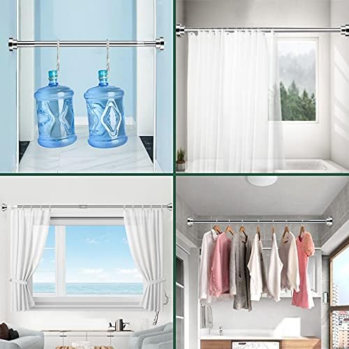 Shower Curtain Rod, JiGiU 100-170cm Extendable Tension Pole Tension Curtain Rod Shower Curtain Rail Stainless Steel Extendable Pole for Bathroom,Shower Windows