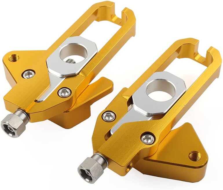 GZYF Left & Right Motorcycle Chain Adjusters with Spool Tensioners Catena for HONDA CB650R CBR650R 19-20 CB650F CBR650F 14-16 (Color: Gold)