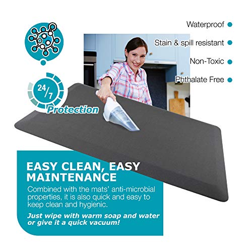 Ultralux Anti-Ermüdungsmatte für Steharbeitsplätze, Dicke rutschfeste gepolsterte Küchenbodenmatte 2cm dick Küchenteppich, 40 x 60cm ergonomisch Steh komfortmatte für Büro, Haus, Grau Stehunterlage