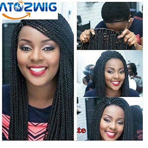 ATOZWIG Synthetic Lace Front Braided Wigs Heat Resistant Hair Wigs Black Hair