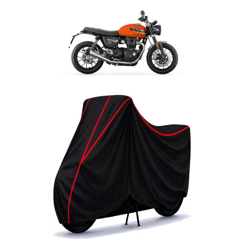 Image of Triumph Speed Twin Water Resistant Bike Cover for All Motorcycles & Rain | Heavy Duty Taffeta Fabric | UV Protection, Dustproof, Scratchproof | All Weather Two Wheeler Body Cover with Elastic Bottom