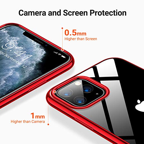 TORRAS Crystal Clear Compatible for iPhone 11 Pro Case, [Non-Yellowing] Shockproof Protective Soft Slim Thin Cover for iPhone 11 Pro Phone Case 5.8", Red — view 5