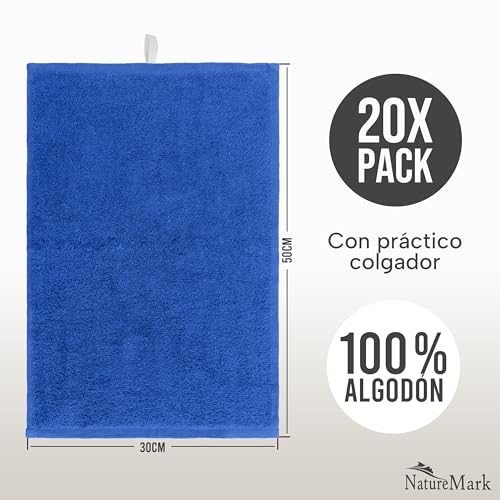 Miniatura 3 de Naturemark Toallas De Invitado Pack De 20 30x50 Cm , 100 Algodón, Certificadas Oeko-Tex, Suaves, Absorbentes Y Fáciles De Cuidar Para Baño, Invitados Spa - Azul Real