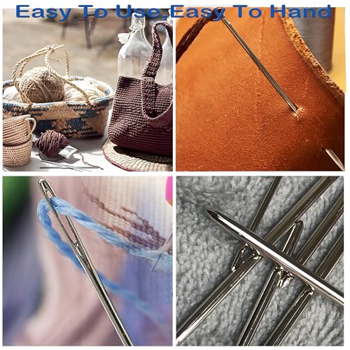 Image of 15Pcs /3Sizes Large Eye Blunt Yarn Needles kit, Knitting Needles, Yarn Needles, Quilting Needles with 2 Threaders, Weaving Stringing Needles for Knitting Crochet