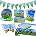 62 Pièces Set de Vaisselle de Fête, Set de Vaisselle pour Anniversaire d'enfant, Dog Patrol Décoration de Fête avec Assiettes, Serviettes, Nappe, Banderole, Carte d'invitation, Sac Cadeau, Masquer