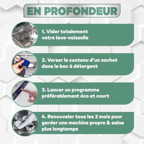 SUN - Nettoyant Lave-Vaisselle Classique - 3 Doses - nettoie en profondeur - aide à prolonger la durée de vie de votre machine