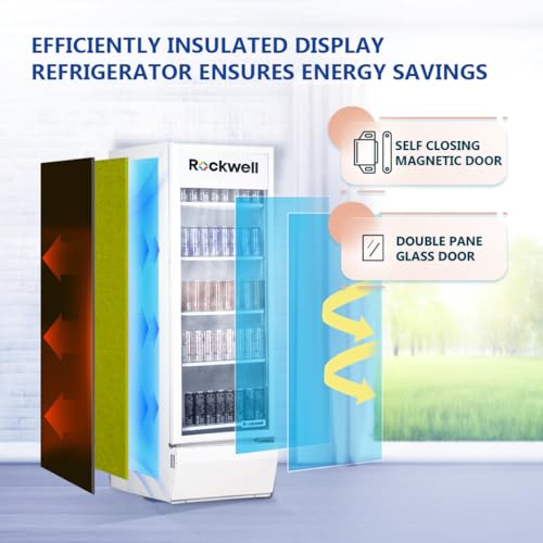 Image of ROCKWELL RVC400 Visi Cooler, Single Glass Door, 5 Shelves, LED Lighting, Fast & Even Cooling, Auto-Defogging, 4-Year Warranty