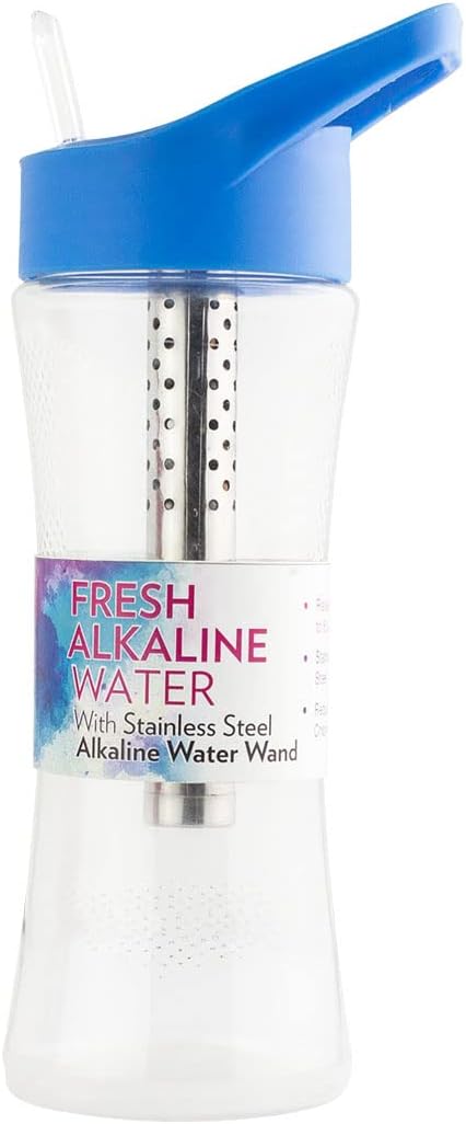 Alkaline Water Bottle with Stainless Steel Wand, Blue