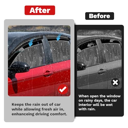 Image of Canvcle Camry Rain Guards - Window Visors for Toyota Camry 2018-2024, Outside-Mount Tape-On Side Window Wind Deflectors for Camry Accessories, Vent Visors Shades Rainproof 4PCS
