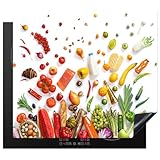 KitchenYeah© Cubre Vitrocerámica - Protector Vitroceramica Induccion 60x52 cm - Tapa Vitroceramica - Protector de Vitroceramica Verduras - Frutas - Naturaleza muerta - Blanco