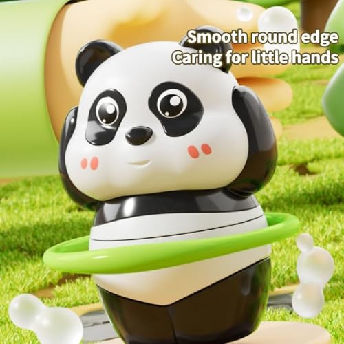 Image of 3 Pcs Cute Panda Action Toy Set for Kids, Interactive Rotating Panda Figures with Skateboard, Hula Hoop & Jump Rope, Fun Moving Play Toys for Boys and Girls Age 3+