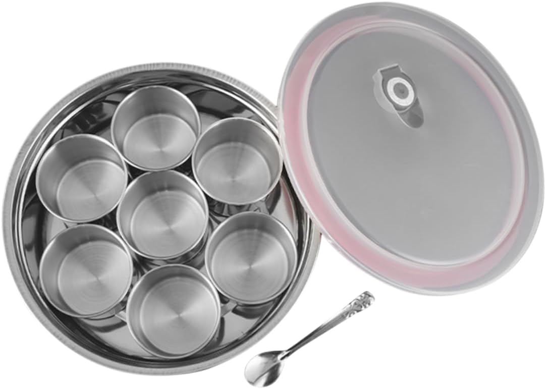 Luxshiny 1set Stainless Steel Spice Canister Lid Round Seasoning Jar for Kitchen and Restaurant Airtight Condiment Storage Pot Capacity for Easy Access and Cleaning