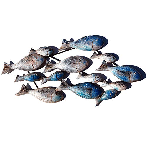 SEESTERN Fischschwarm Metall/Holz Wand Deko Verzierung Hänge Wand Dekoration 60cm /FBA_2002 Cover