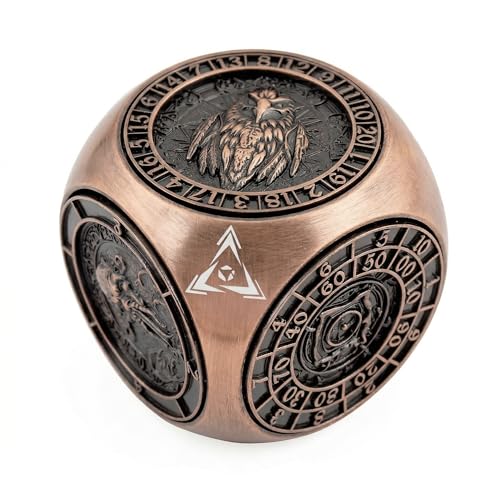 DND 7-in-1 Metal Spinner Dice, Haxtec Premium D&D Fidget Cube Dice Set for Dungeons and Dragons Tabletop Games, Unique Gamer & Collector Gift for TTRPG Players & Dungeon Masters (Antique Copper)