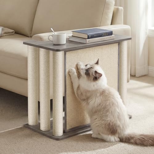 Veehoo Couch Protector from Cat Claws Couch End Table with Cat Scratch Panel and Scratching Posts Pet Corner Sofa Side Table Scratcher Gray Left