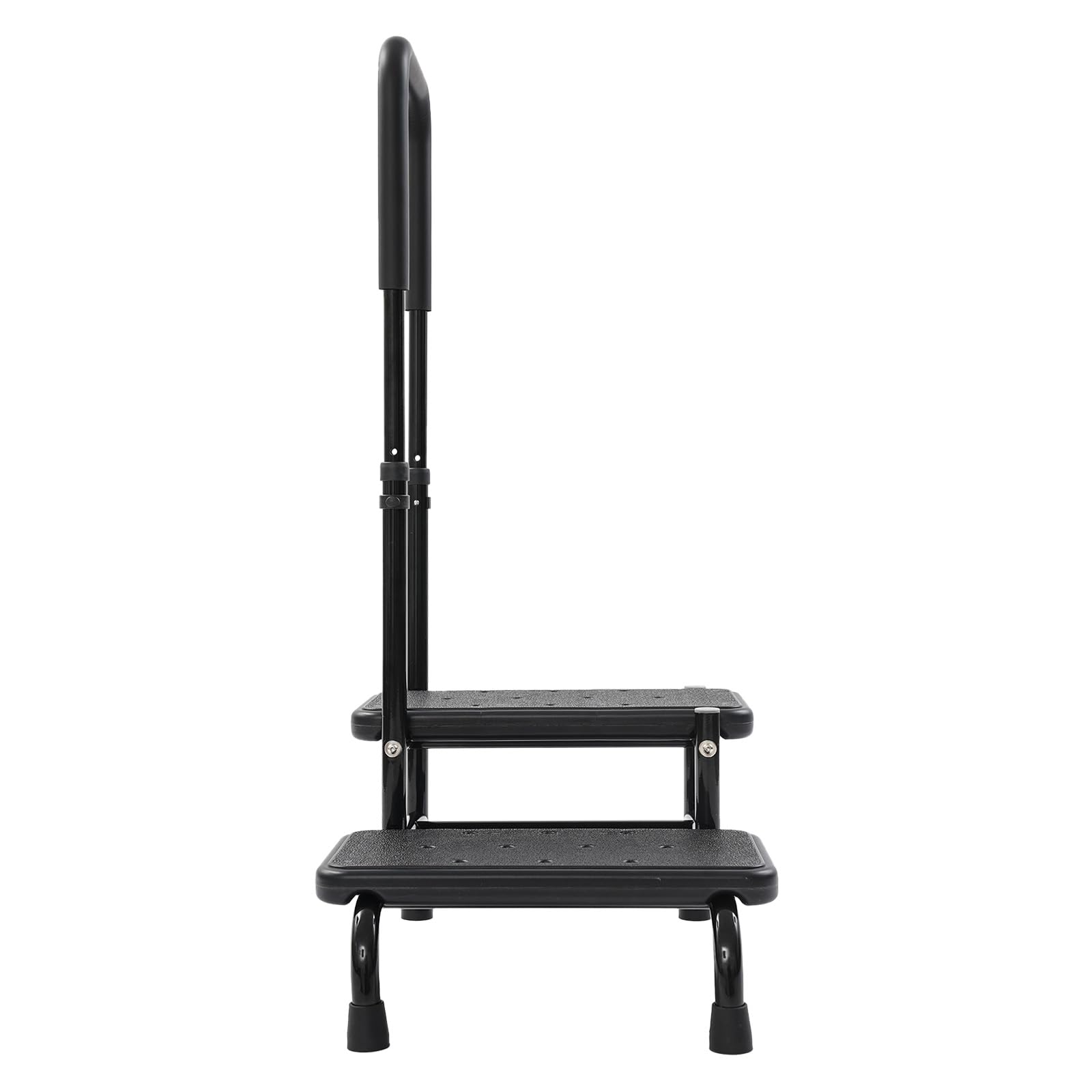 2 gradini per scale con maniglia, 55 x 35 cm, 135 kg, poggiapiedi rinforzati, braccioli regolabili, 2 livelli, per uso domestico, biblioteche (nero)